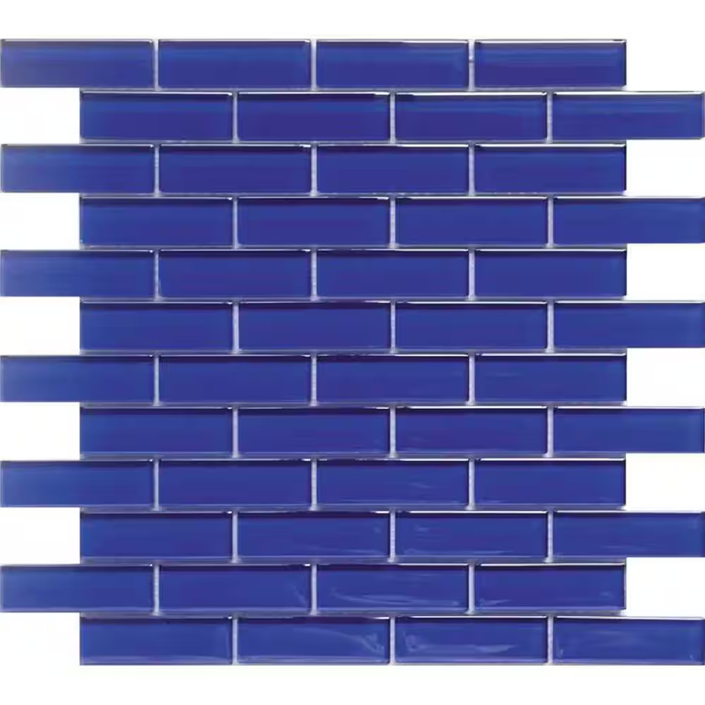 Cobalt Blue 11.9 In. X 11.9 In. Polished Glass Mosaic Tile (4.92 Sq. Ft./Case)