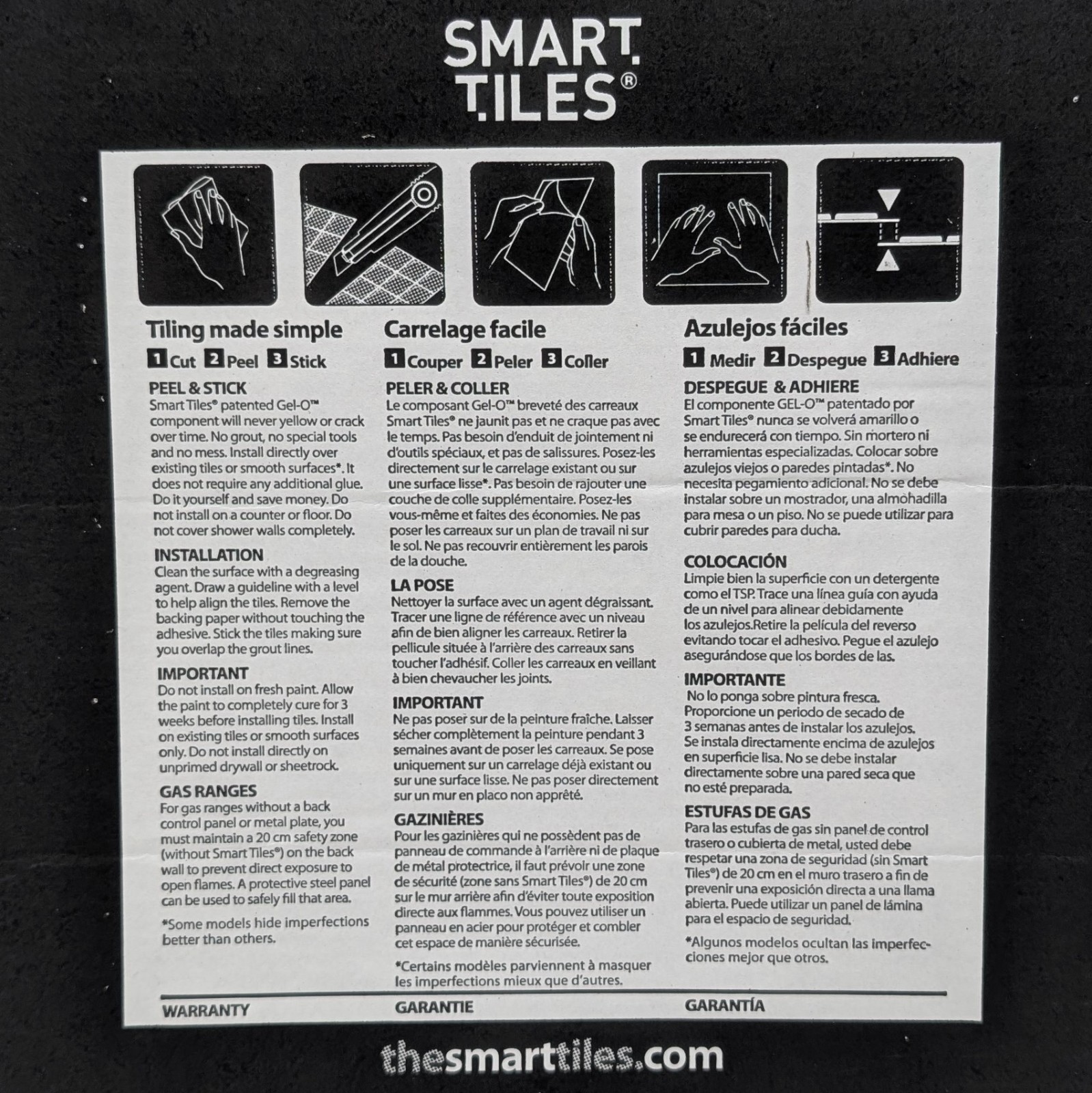 Smart Tiles Vinyl Adhesive Wall Tile 1 Pack of 4 Metro Grigio SM1064-4 (Gray)