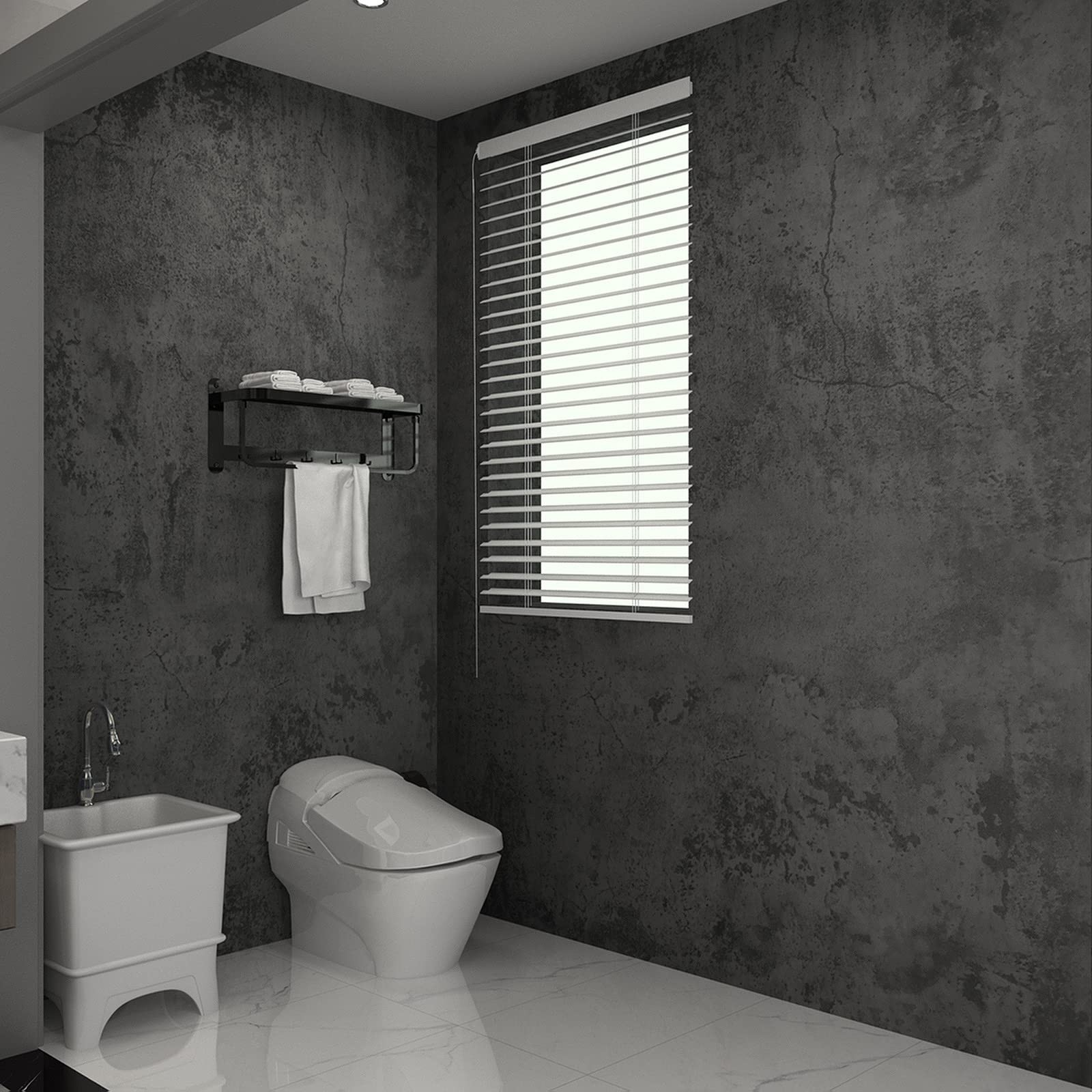 3YECAO 16″×118″ Thick Blue Grey Peel and Stick Concrete Wallpaper 3d Faux G