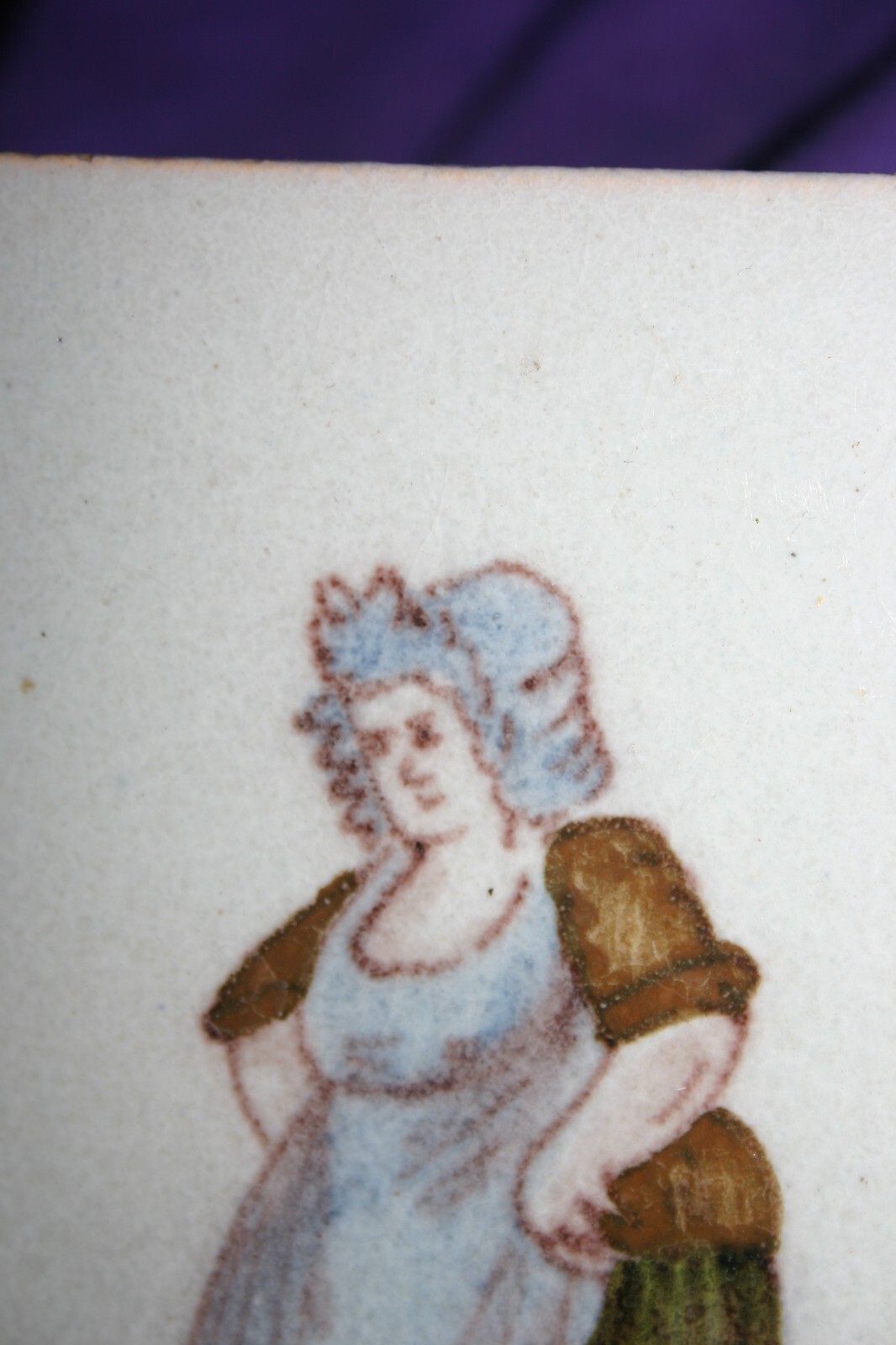Vintage Ceramic Tile Art Talavera Trivet Wash woman Germany? D