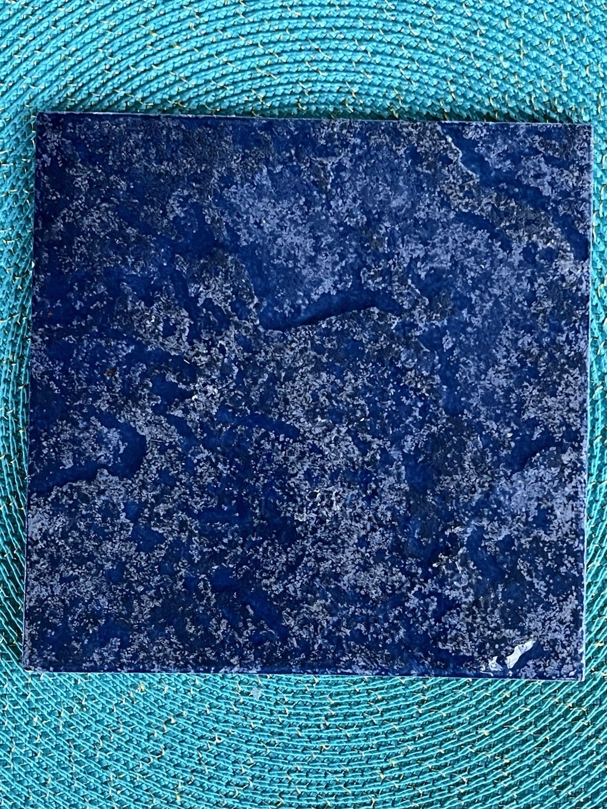 Deep Ocean Blue with Light Gray Sprinkles Ceramic Tile 6×6 Inch Kitchen Decor