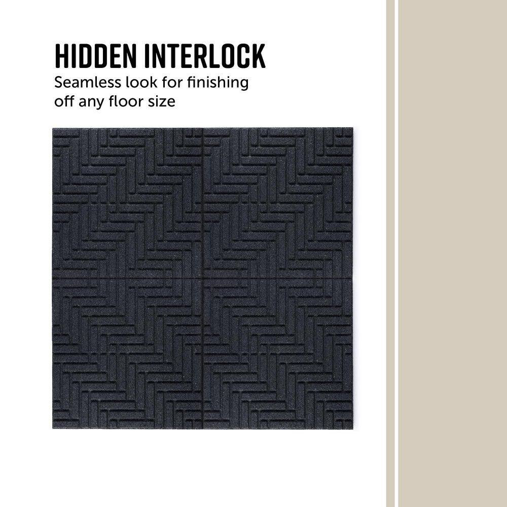 16 In. X 16 In. X 5/8 In. Gray Herringbone Smartloc Rubber Paver (9-Pack)