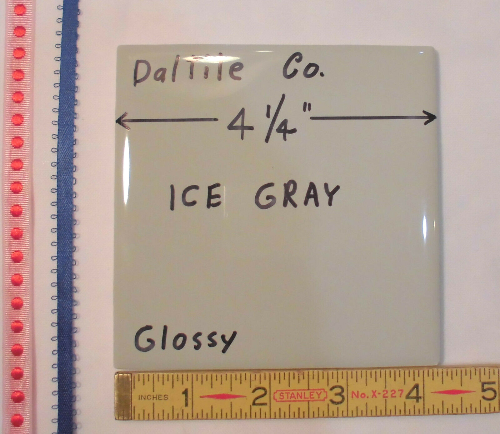 1 pc. Ice Gray: Glossy Ceramic Tile by Daltile; 4-1/4″ Discontinued Color #K176