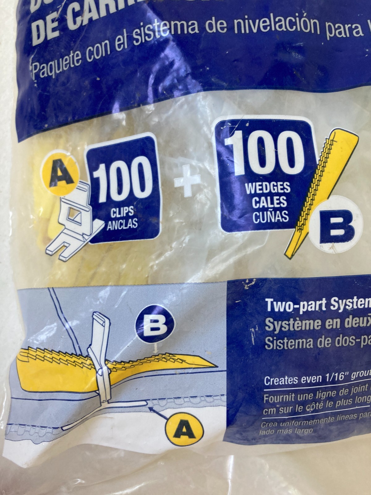 QEP Lash Tile Leveling System 1/16″ Pack (100 Clips + 100 Wedges)