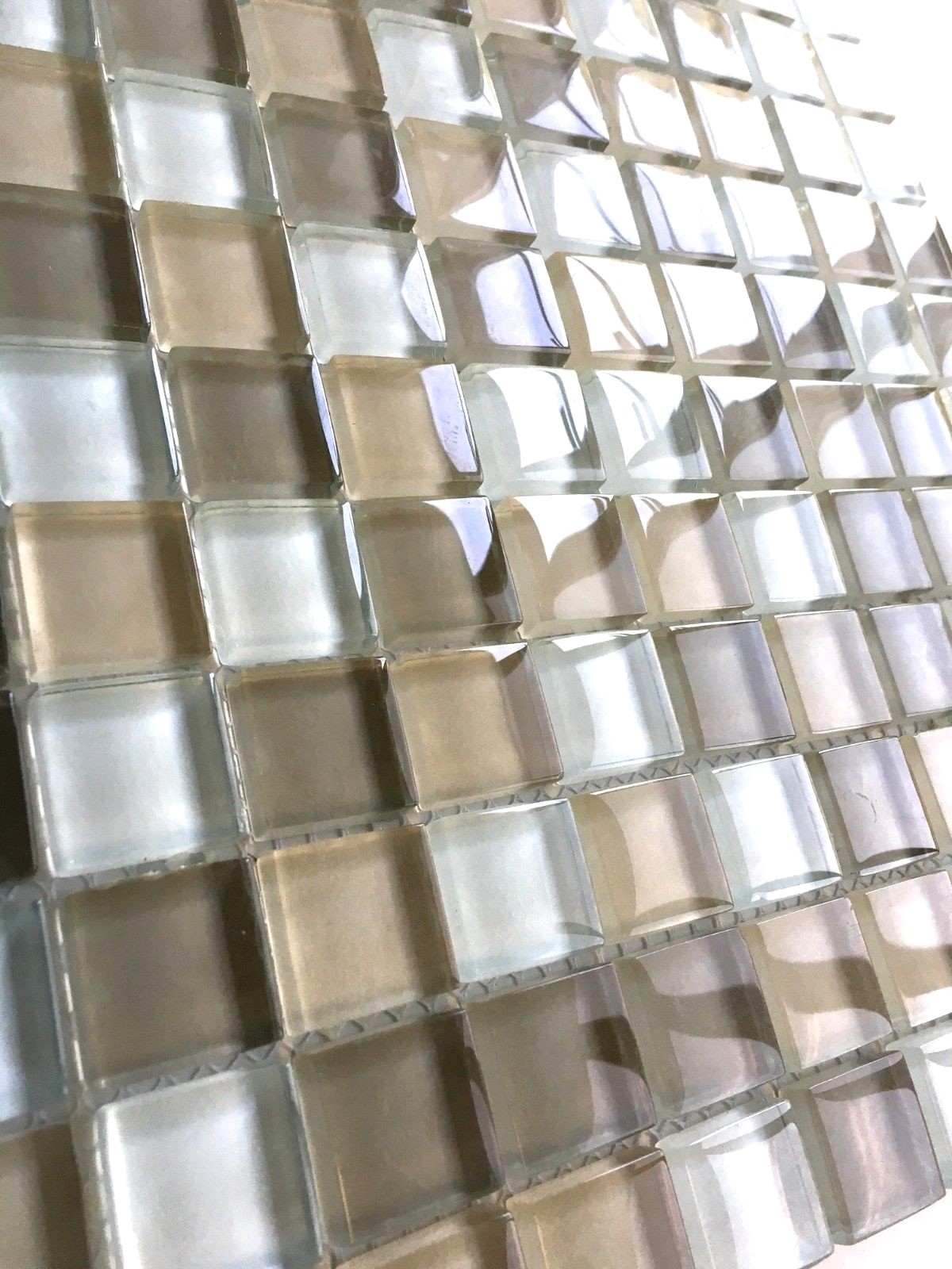 1X1 Palm Beach Blend Glass Mosaic Tile Glossy Backsplash Wall Spa Shower
