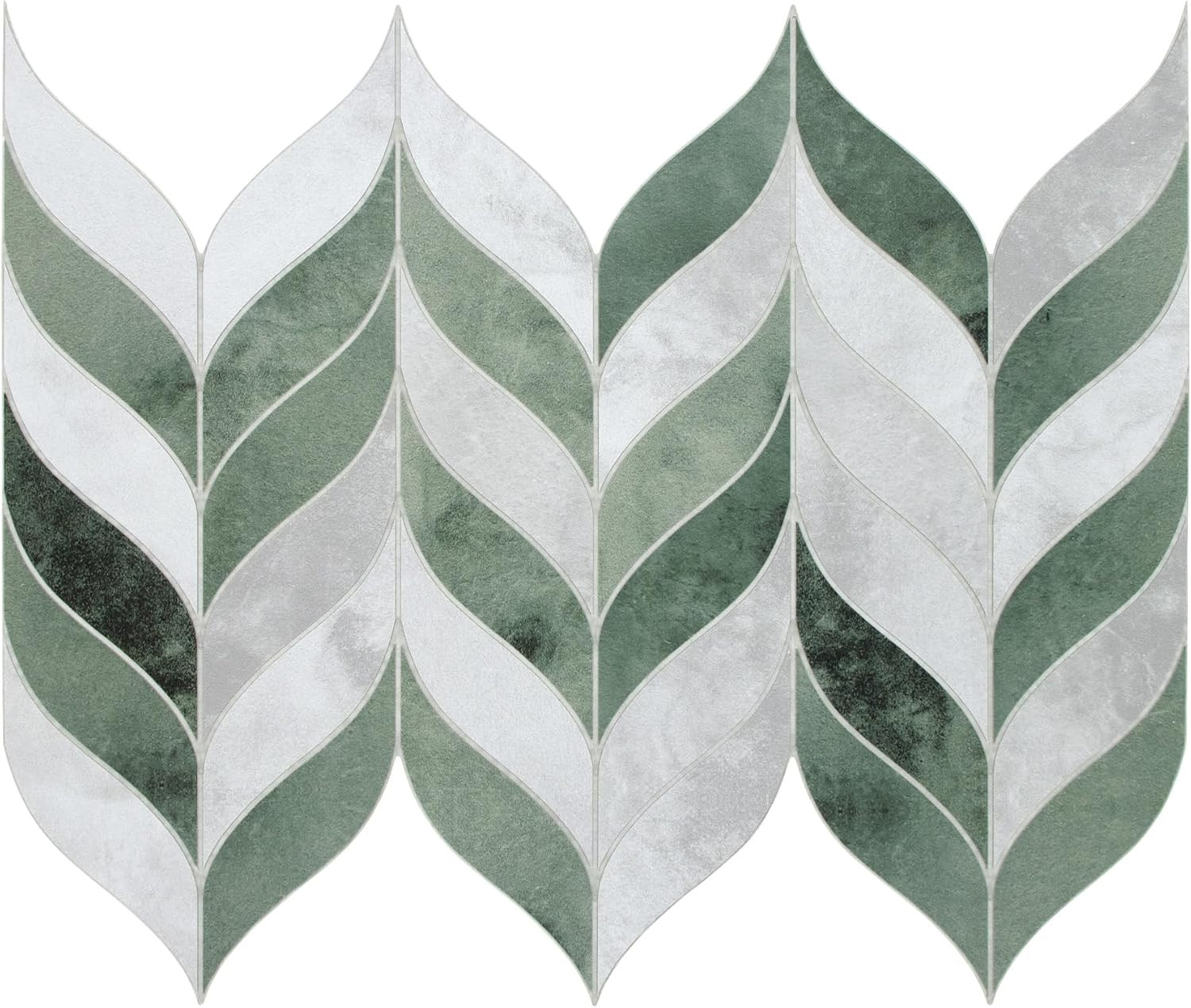 Sunwings 10-Sheet Leaf Waterjet Peel and Stick Backsplash, 12.4″ X 10.7″ Green C