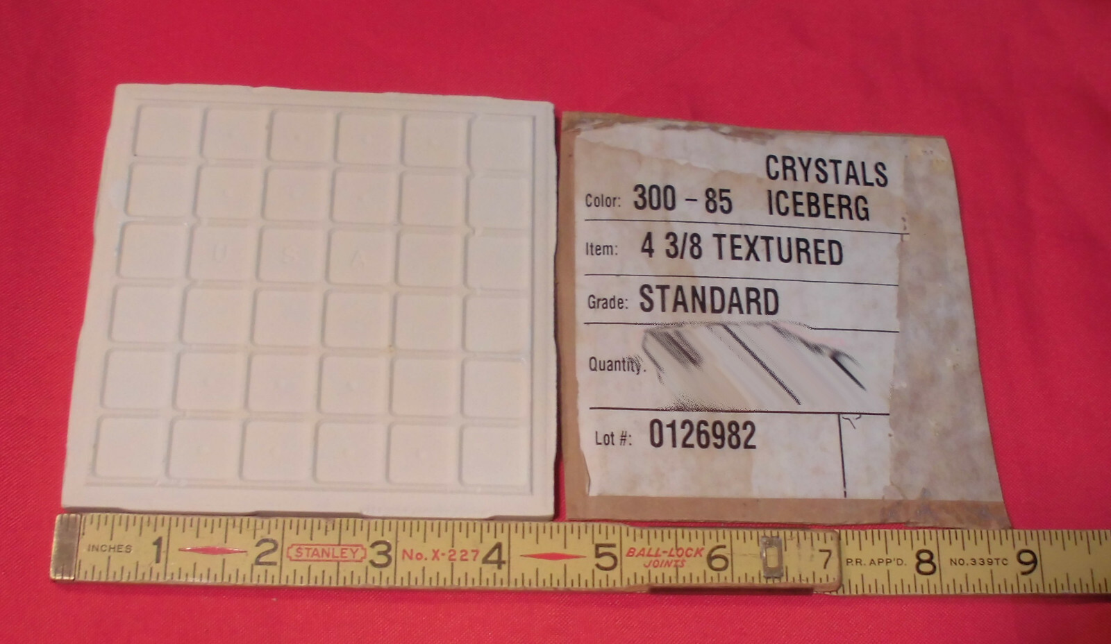 1 pc. *Iceberg White* 4-3/8″ Crystal Glazed Ceramic Tile by Florida Co. NEW