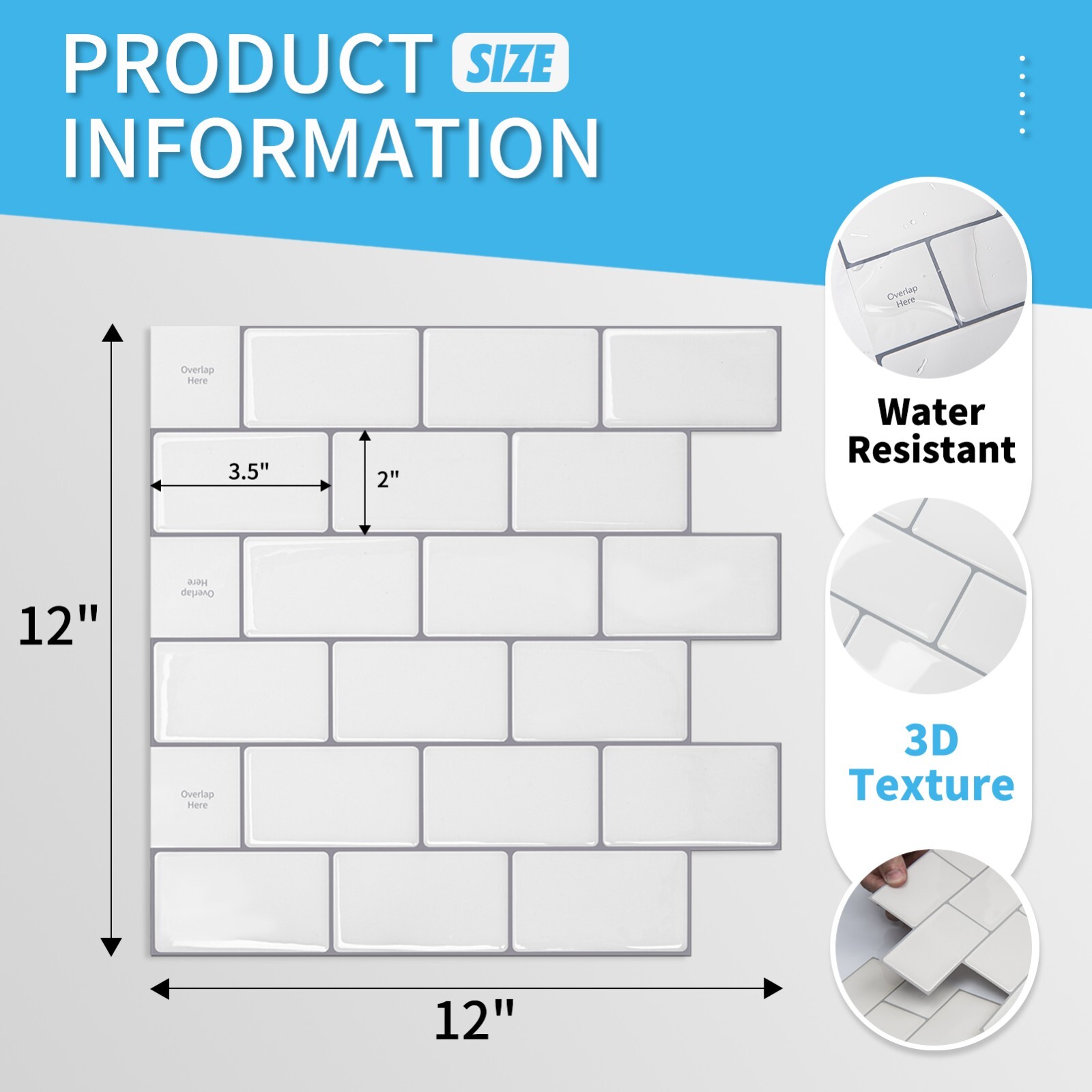 Art3d Peel and Stick Backsplash 12×12 inch Self-Adhesive Subway Wall Tiles(10P)