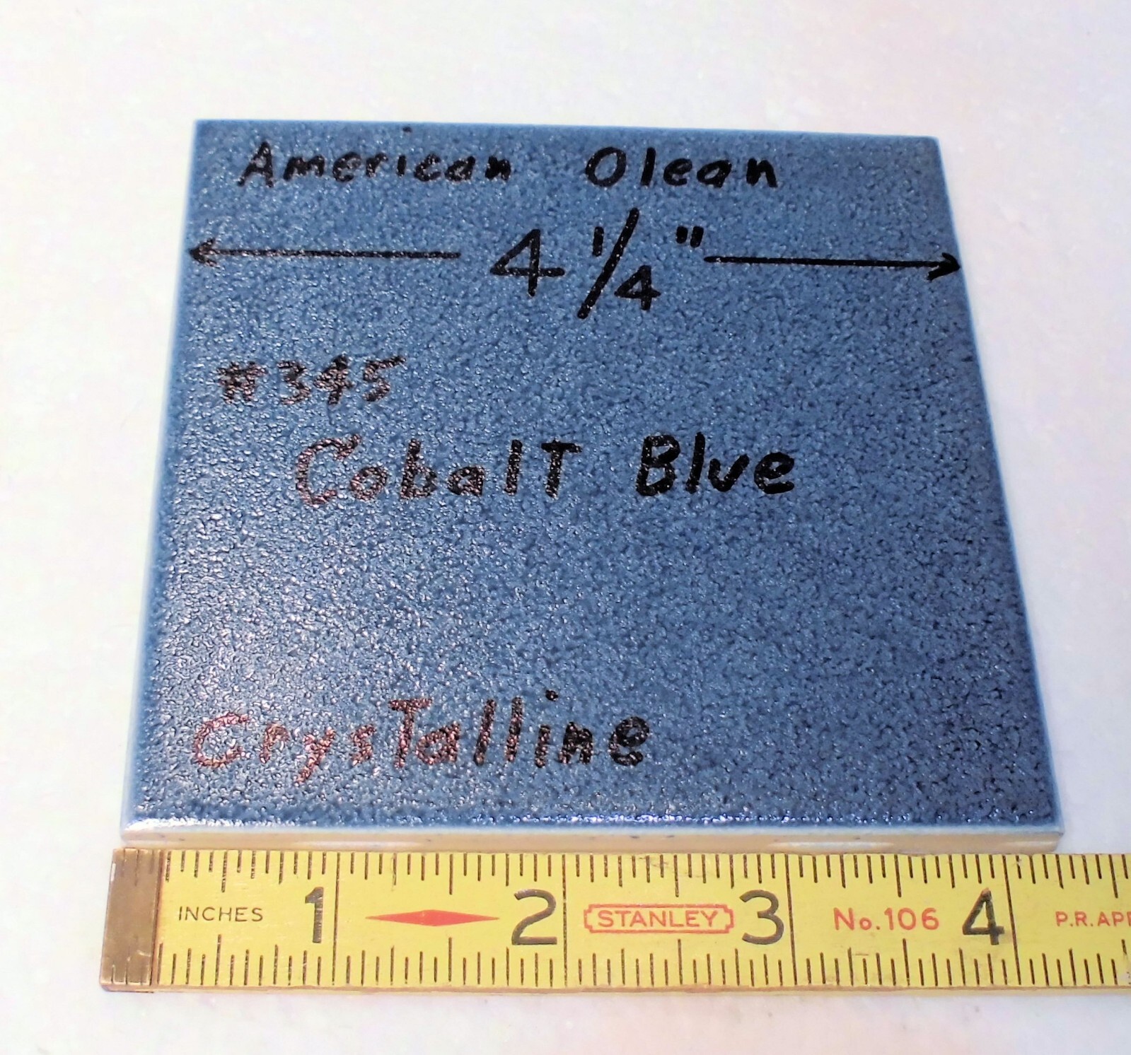 1 pc. Cobalt Blue #345: Crystalline Ceramic 4-1/4″ Tile by American Olean: NOS