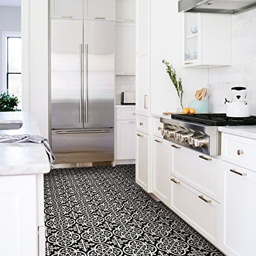 Gothic Black Peel & Stick Floor Tiles – Easy DIY Flooring, Waterproof, Removable