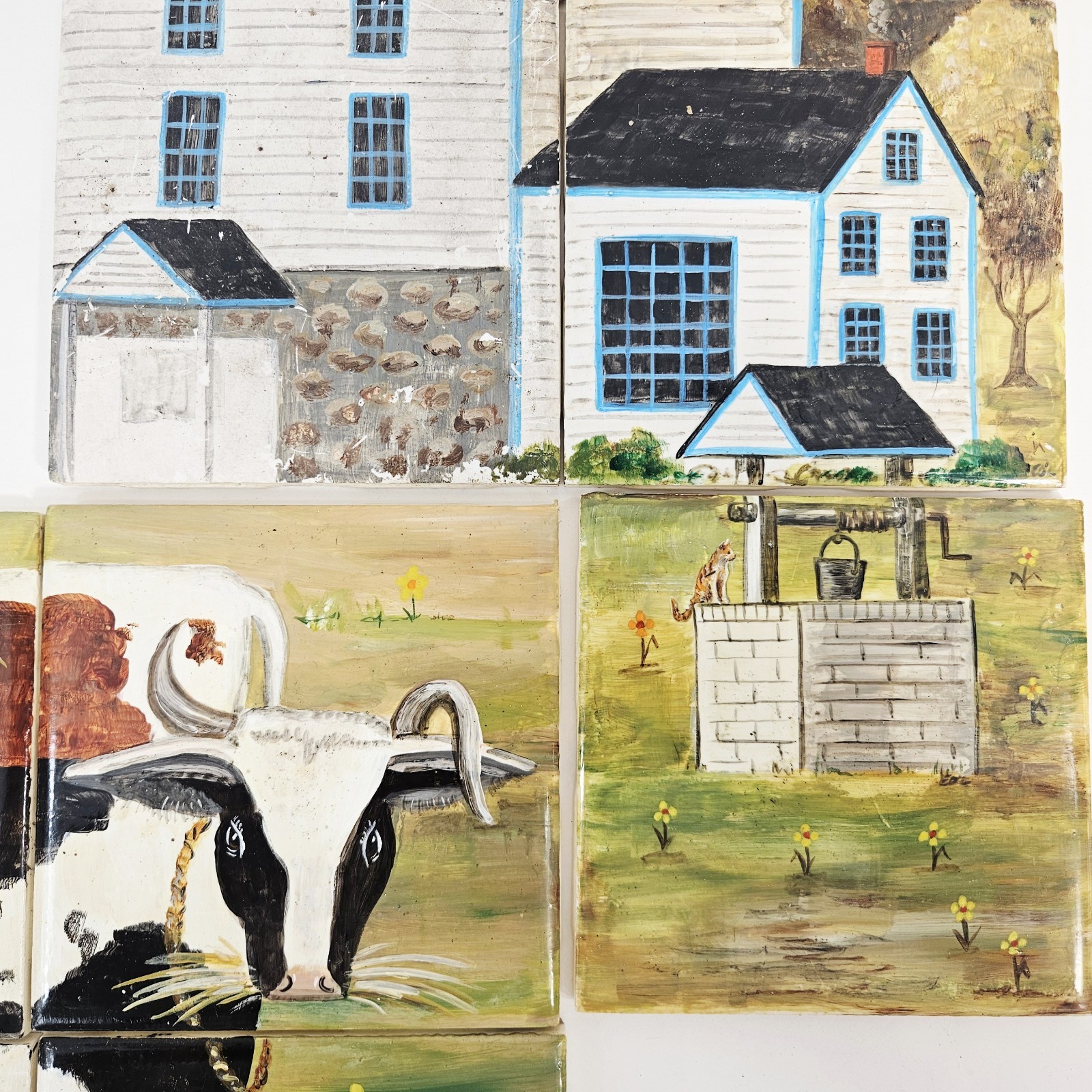 11 Pc Art Cow Farmhouse Countryside Farm Mural Ceramic Backsplash Tile Vintage