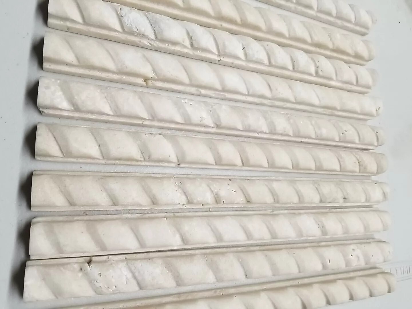 Ivory Travertine Honed 1 X 12 Rope Liners Lot Of 10