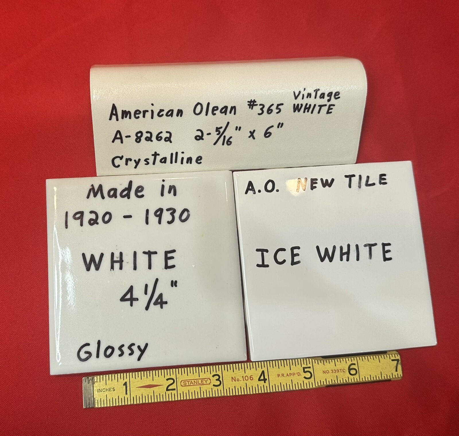 1pc. Off-White V-Cap Crystalline Ceramic Tile: Counter-Top Edging American Olean