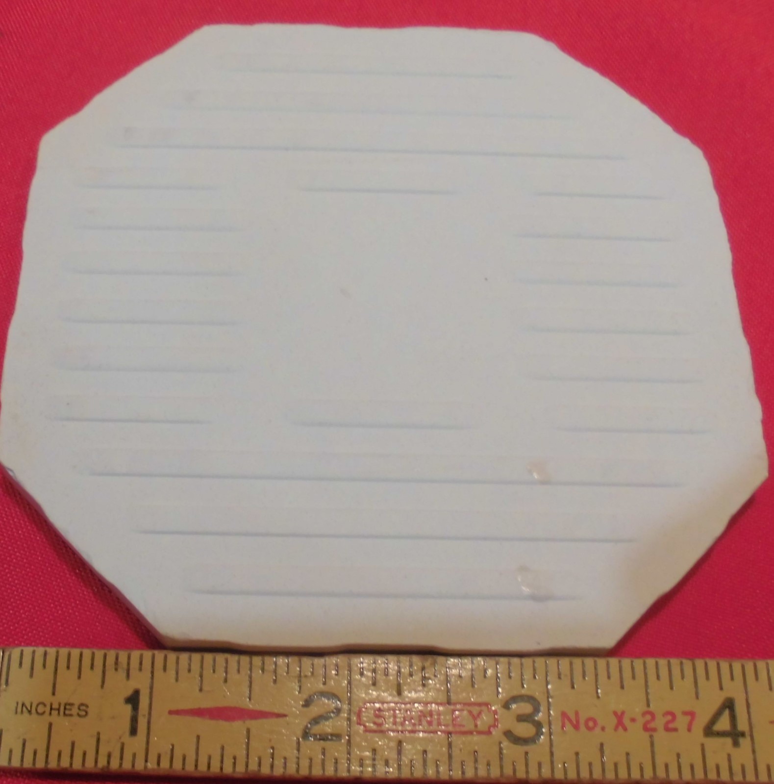 1 pc. *Bone* Octagon Ceramic Tile 4-1/4″ Crystal Glazed by Monarch Co. NOS
