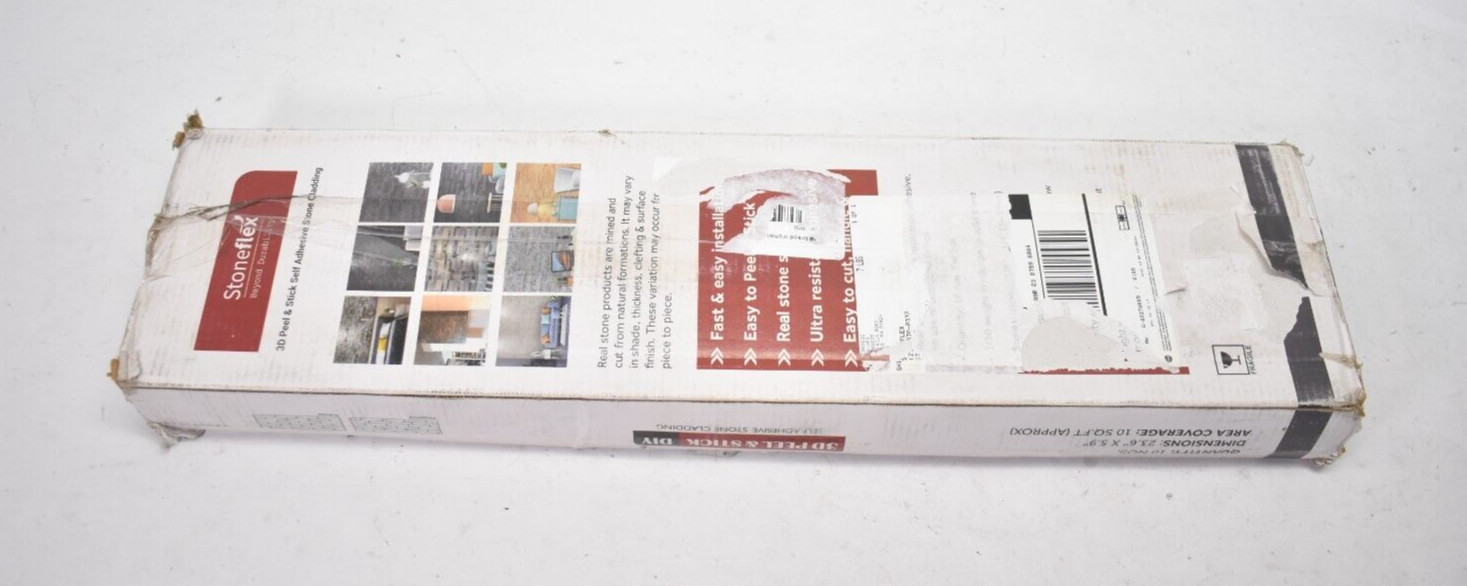 Stoneflex Gray Chateau Self Adhesive 3D Peel & Stick Natural Stone Tiles 10 Pack