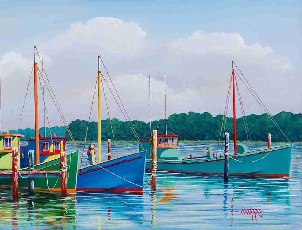 Trawler Boat Accent & Decor Tile Hugh Harris Nautical Art POV-HHA013AT