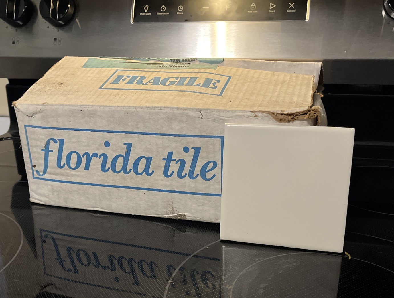 New Vintage Ceramic Florida Tile Co. Bone White 4 3/8″x4 3/8″ Glossy *1 Piece