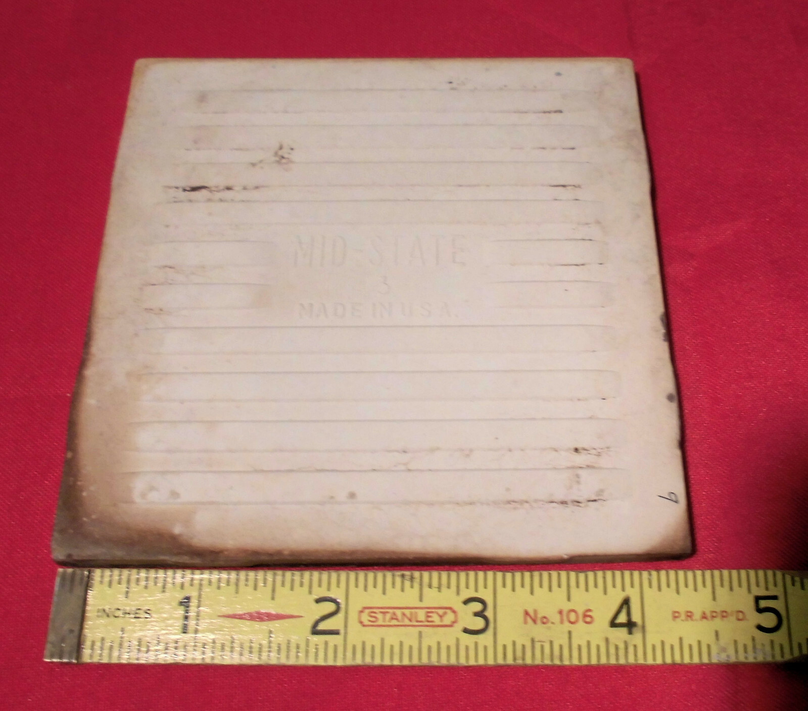 1 pc. “Glossy Shell Pink” Surface Bullnose Ceramic Tile: by 4-3/8″ Mid-State Co.