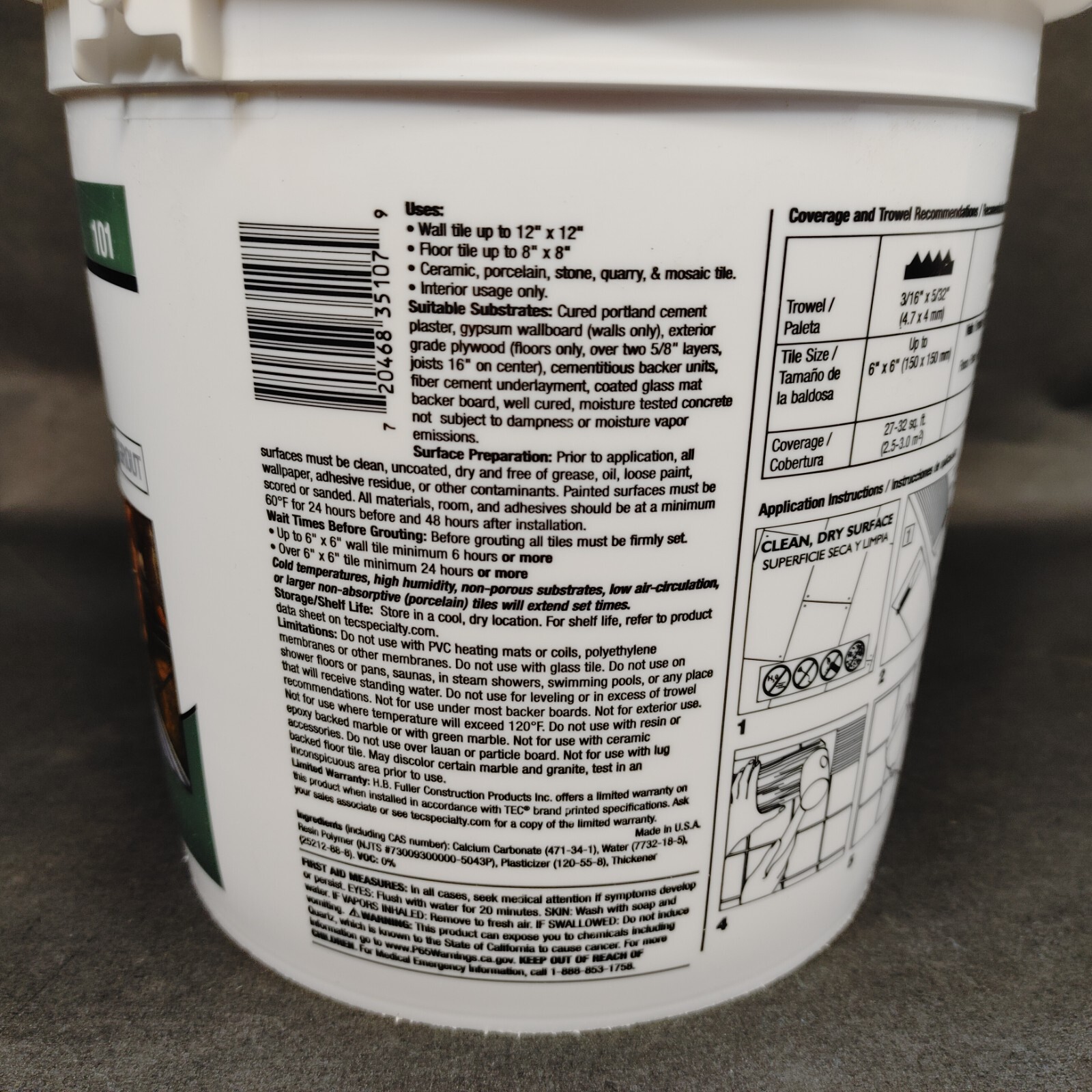 TEC Type 1 Mastic 1 Gallon White Tile Adhesive