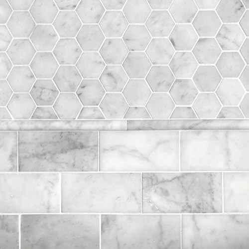 10-Pack White Marble Pencil Liner Tile 3/4″ x 12″ Honed Edge Trim for Backsplash