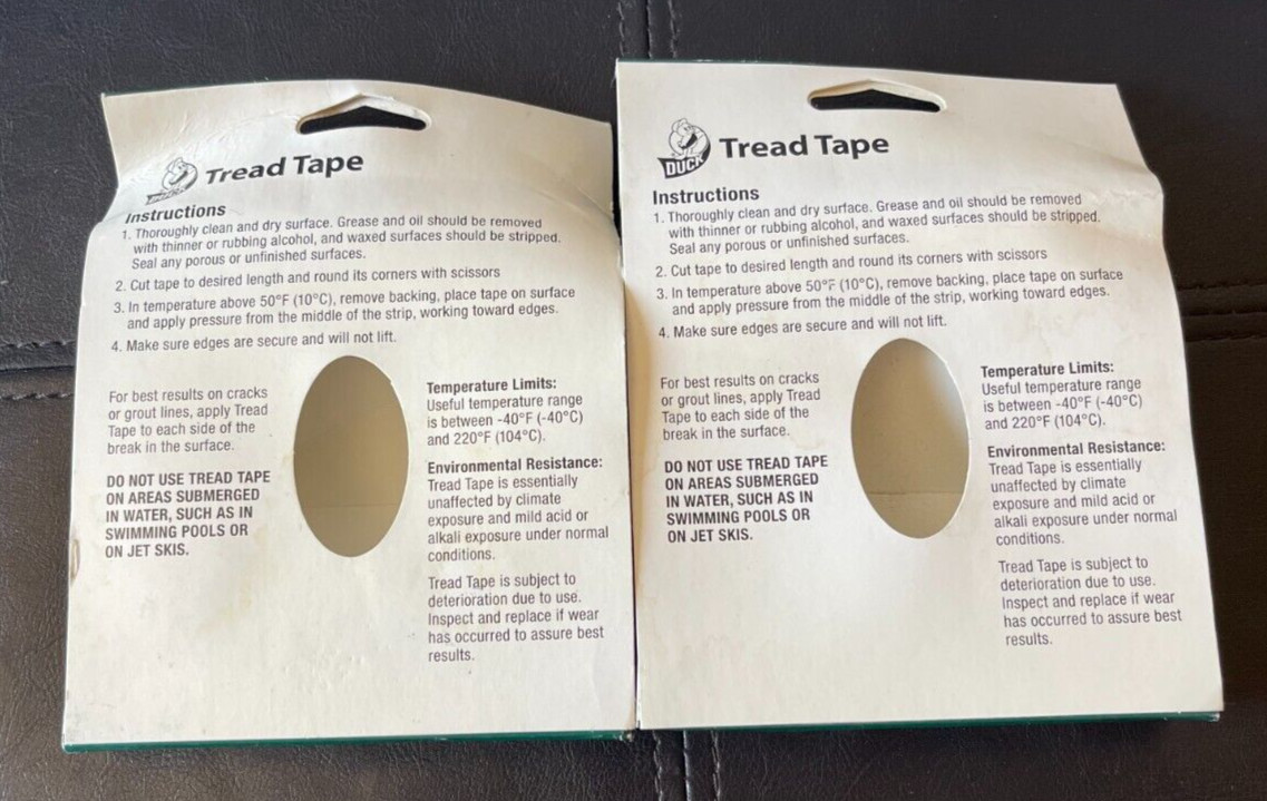NEW LOT of 2 Duck Tread Tape Prevents Slips & Falls 1″ x 5 Yards