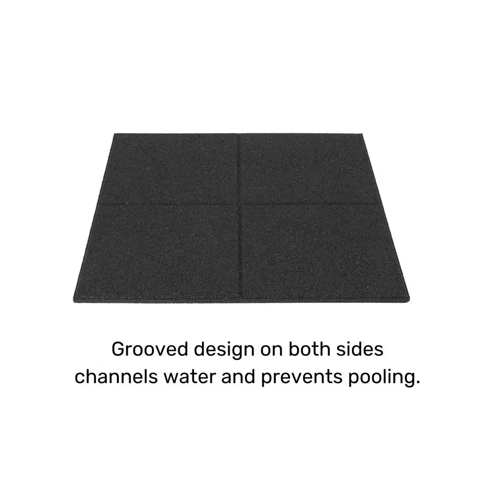 24 In. X 24 In. X 5/8 In. Black Dual-Sided Rubber Paver (4-Pack)