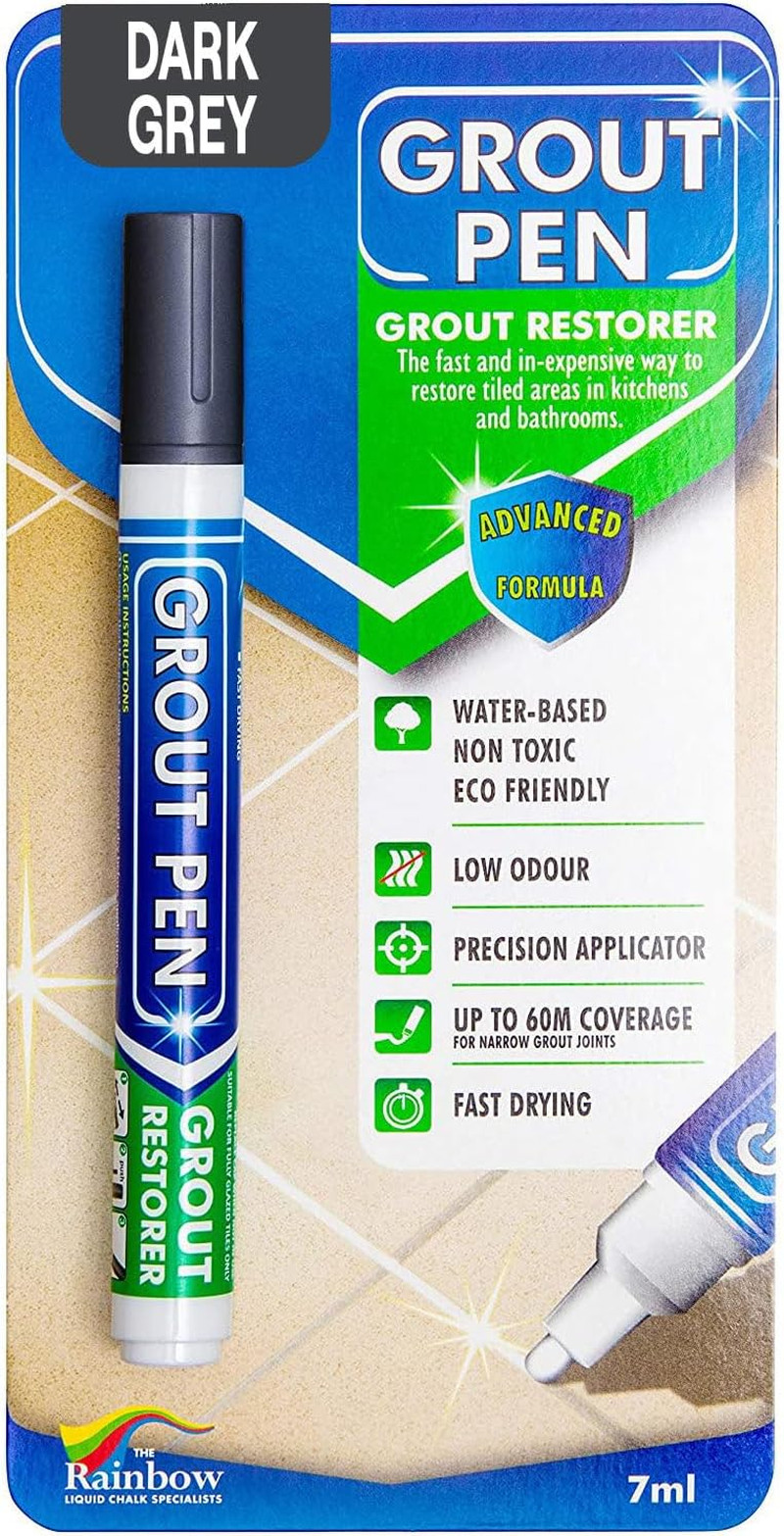 Grout Pen Dark Grey Tile Grout Paint Marker Restorer – Narrow 5mm Tip (7mL) |…