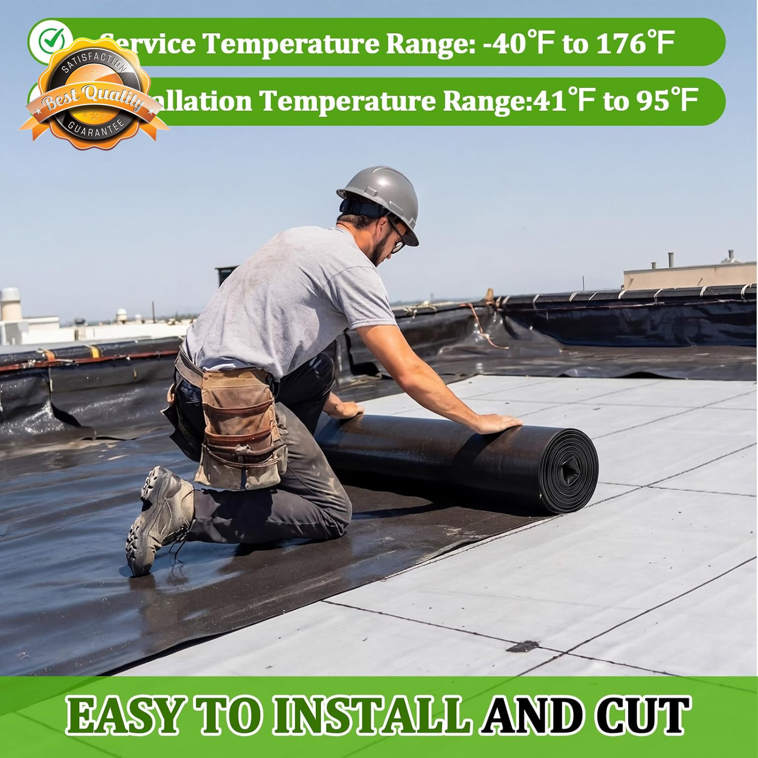 1 Roll Epdm Rubber Roofing Membrane 39″ X 5Ft, Self-Adhesive Waterproof Underlay