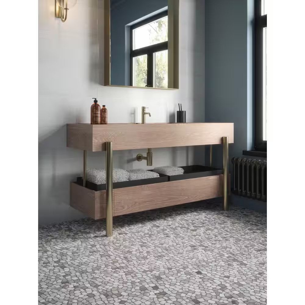 Bailey Grey Pebble 12 In. X 12 In. Honed Grey Limestone Wall and Floor Mosaic Ti