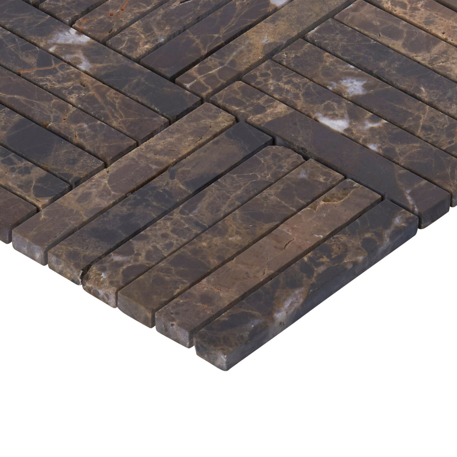 Brown Emperador Dark Marble Stone Parquet Mosaic Tile Kitchen Wall Backsplash