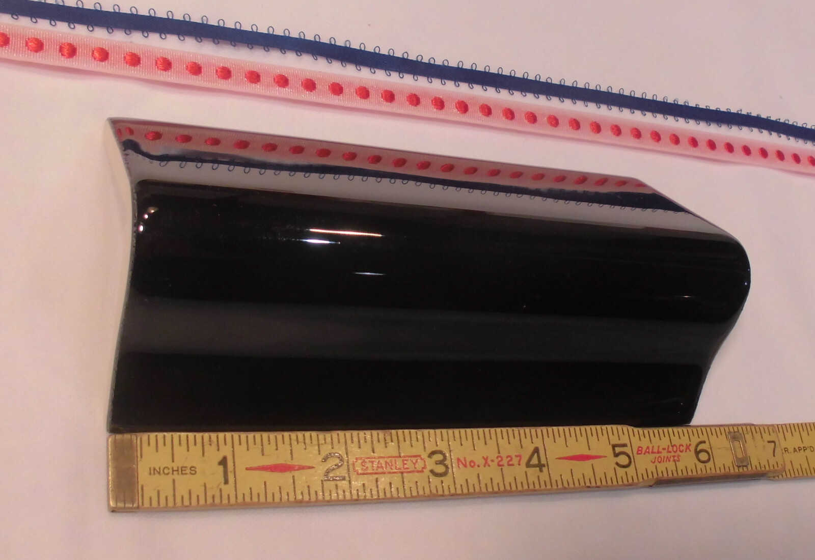 1 pc. *Gloss Black #49* V Cap Ceramic Trim Tile; Counter Top Edging; New Stock