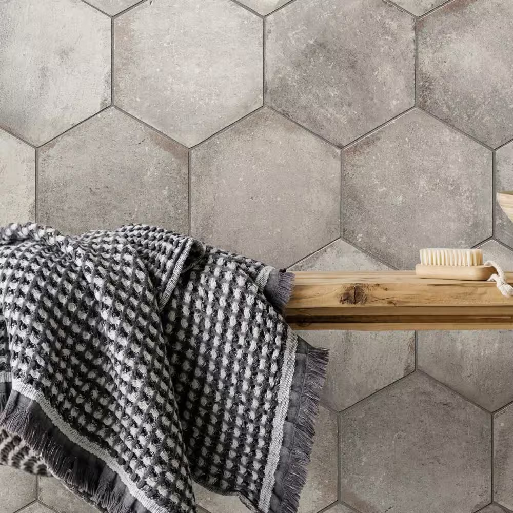 D’Anticatto Hex Grigio 11 In. X 12-3/4 In. Porcelain Floor and Wall Tile (11.25