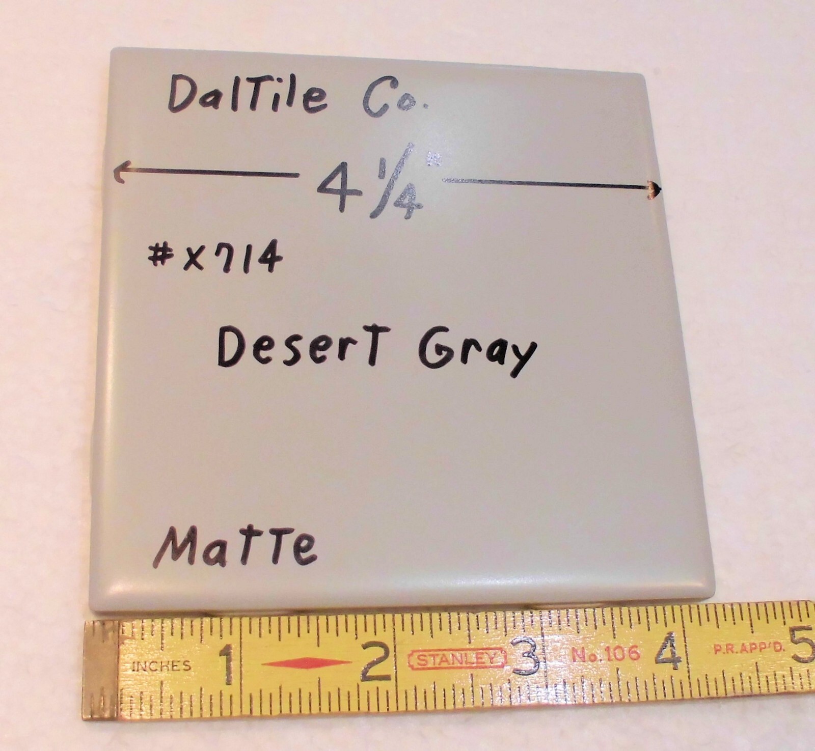 1 pc. Softer Matte Desert Gray: Ceramic Tile by Daltile… 4-1/4″ NEW