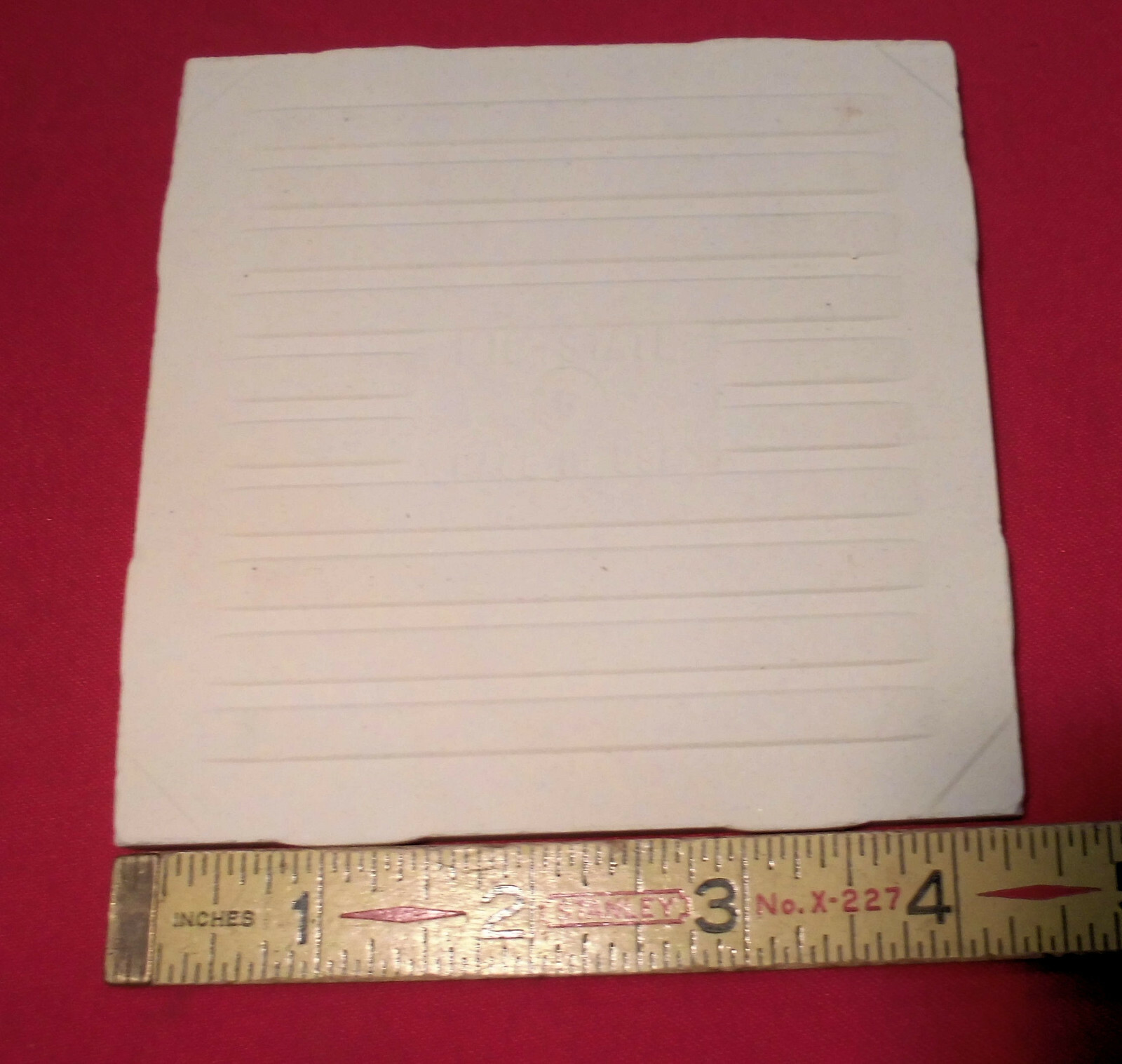 1 pc. *Almond* Glossy 4-3/8″ Ceramic Tile by Mid-State Co.; New Old Stock USA