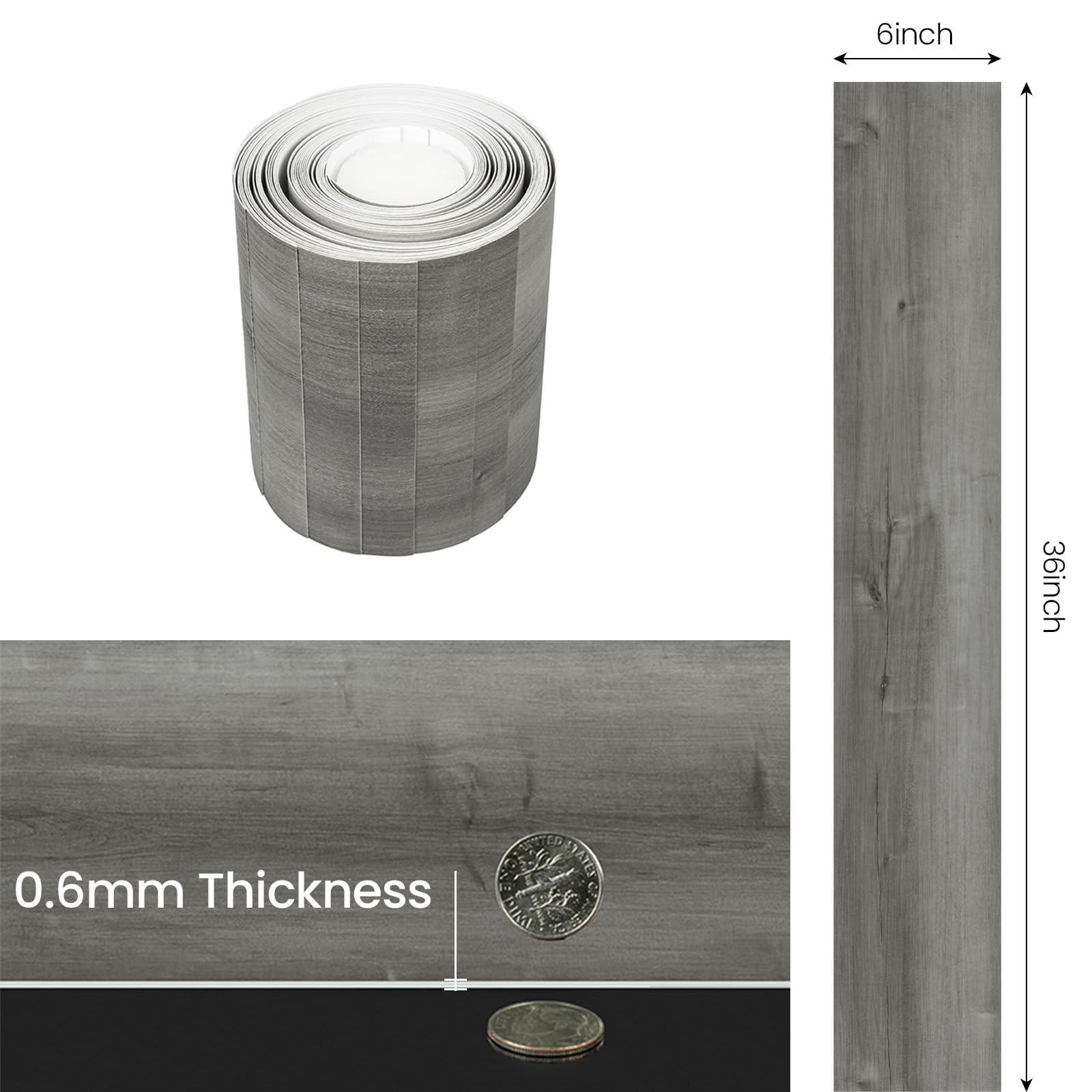 Peel Stick Floor Tile 10 Pack 15 Sq.Ft Natural Grey Wood Grain Vinyl Flooring