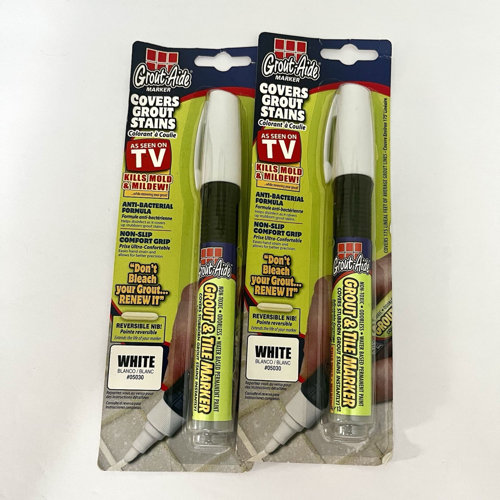 Grout Aide Grout & Tile Marker Covers Grout Stains as seen on TV – White 2 Qty