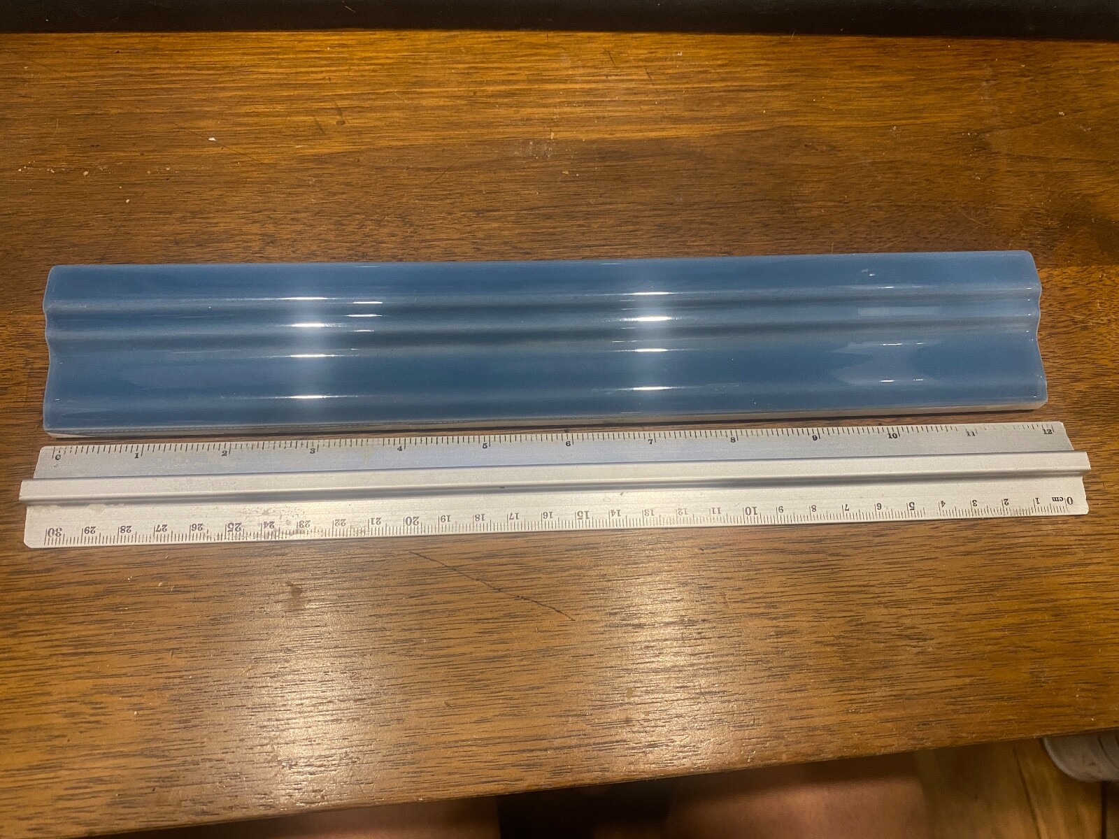 TILEBAR: CERA TILE 2″X12″ LOFT TORELLO BLUE CHAIR RAIL TILE DEADSTOCK OPENBOX