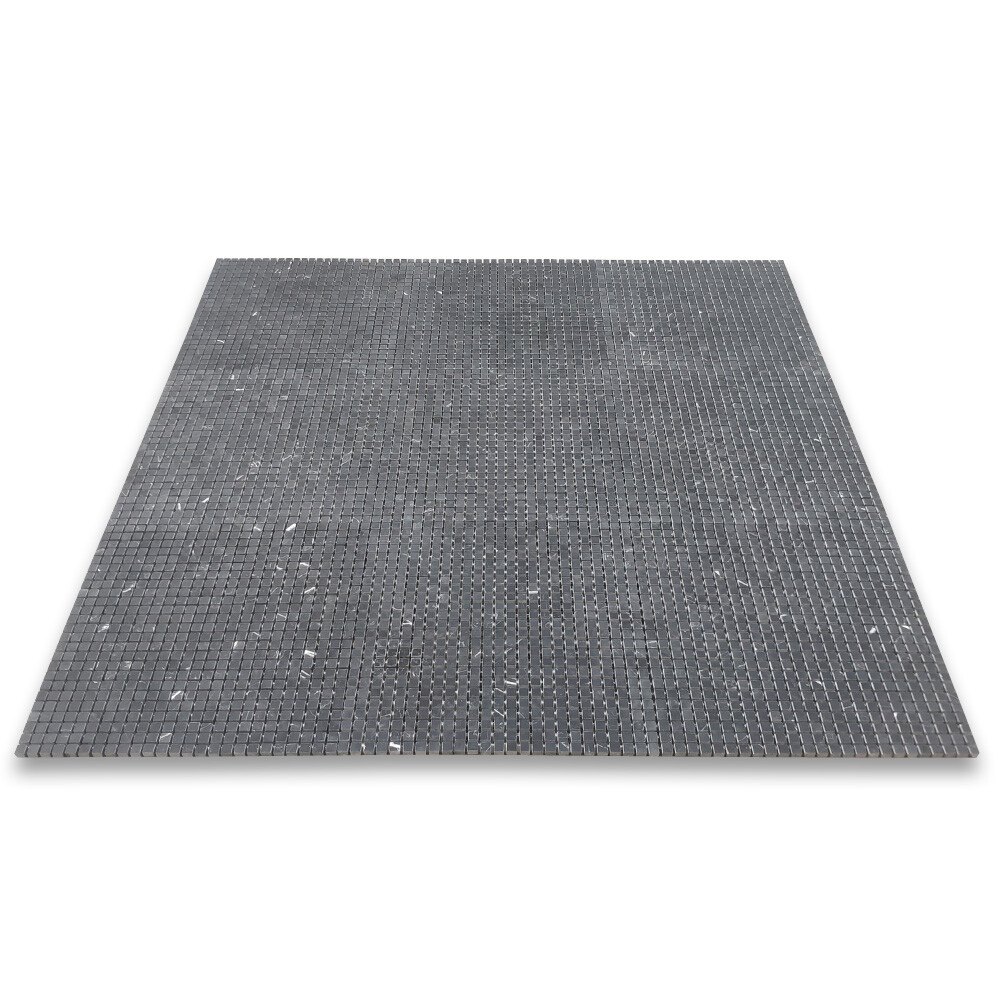 N21XH Nero Marquina Black Marble 3/8×3/8 Square Mosaic Tile Honed