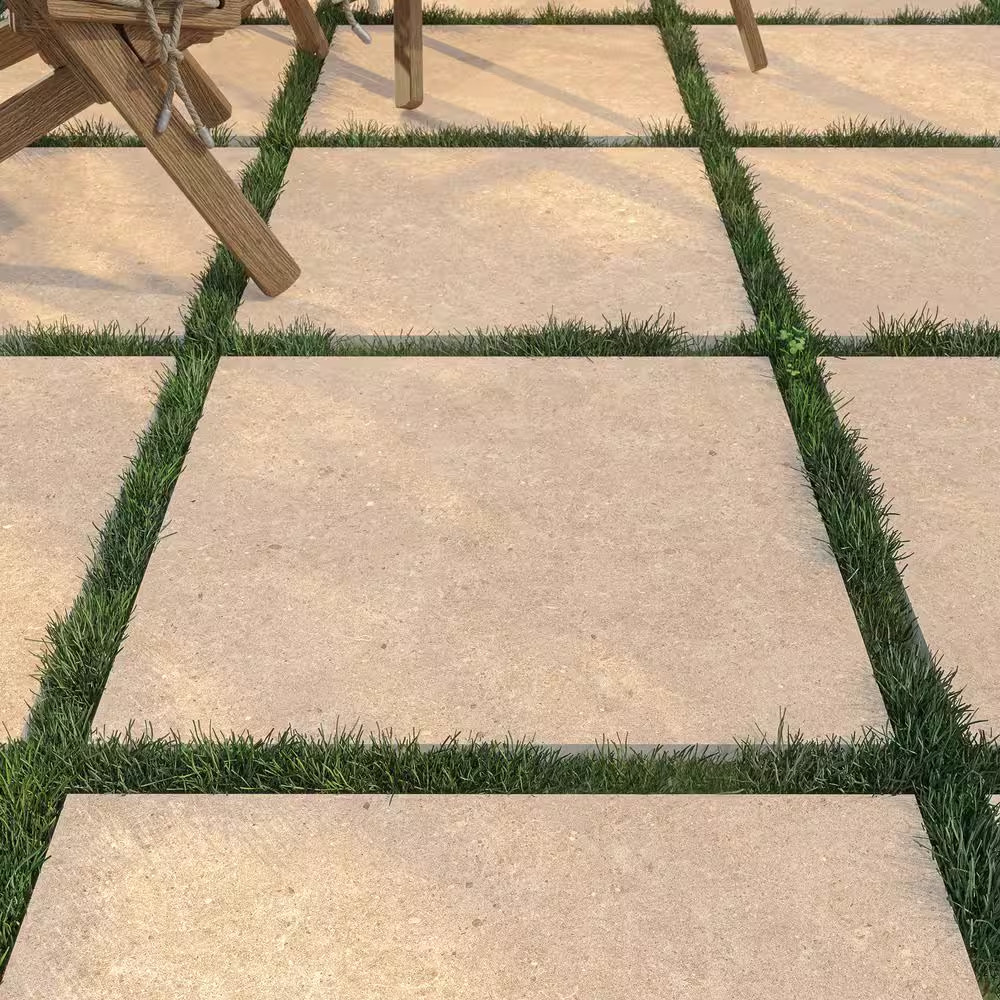 Pietra Limestone Sand 24 In. X 24 In. X 0.75 In. Stone Look Porcelain Paver (Cas
