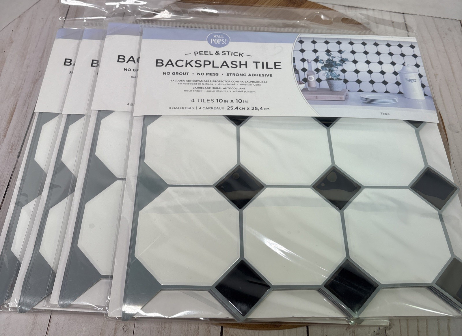 In Home Peel and Stick Backsplash Tetra 10×10 4 Sheets NH3886 Lot of 4