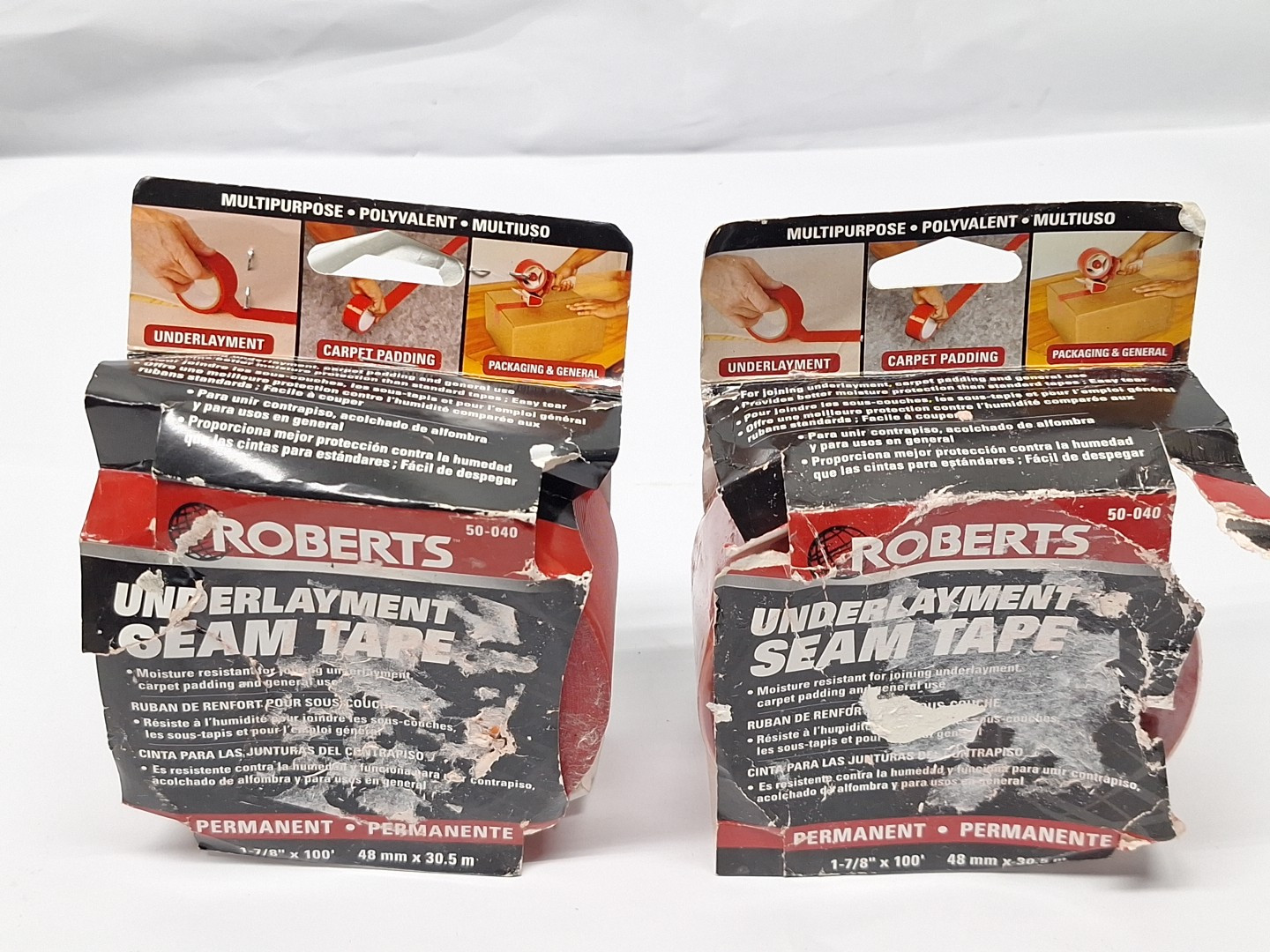 2 rolls, ROBERTS Seam Guard 1-7/8″ x 100′, 48mm x 30.5m Underlayment Tape, NOS