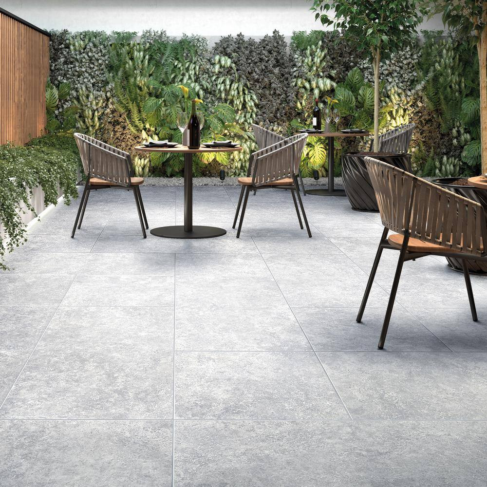 Lunar Silver 2 Cm. X 24 In. X 24 In. Matte Porcelain Stone Look Paver Tile (8 Sq