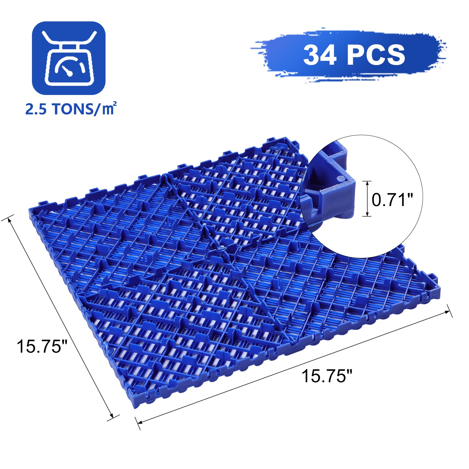 Garage Floor Tiles 2.5 Ton Load Bearing Dual Layer Heavy Duty Interlocking Mats