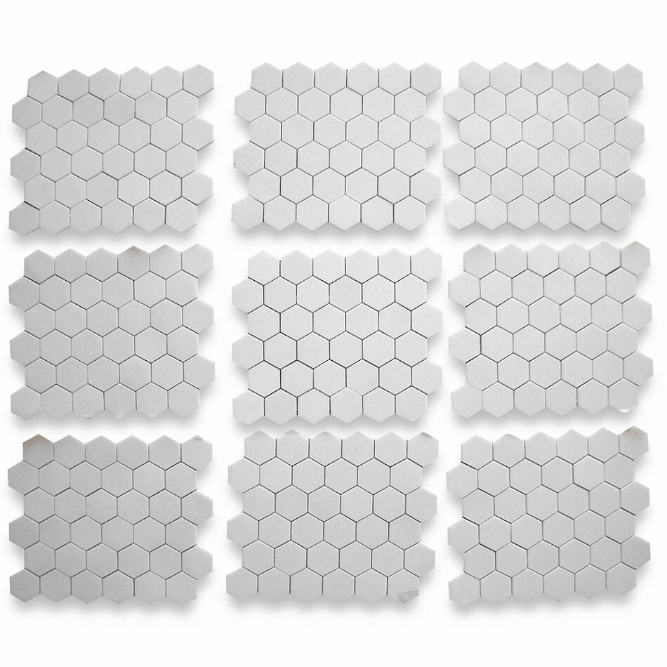 T32XH Thassos White Marble Hexagon Mosaic Tile 2 inch Honed