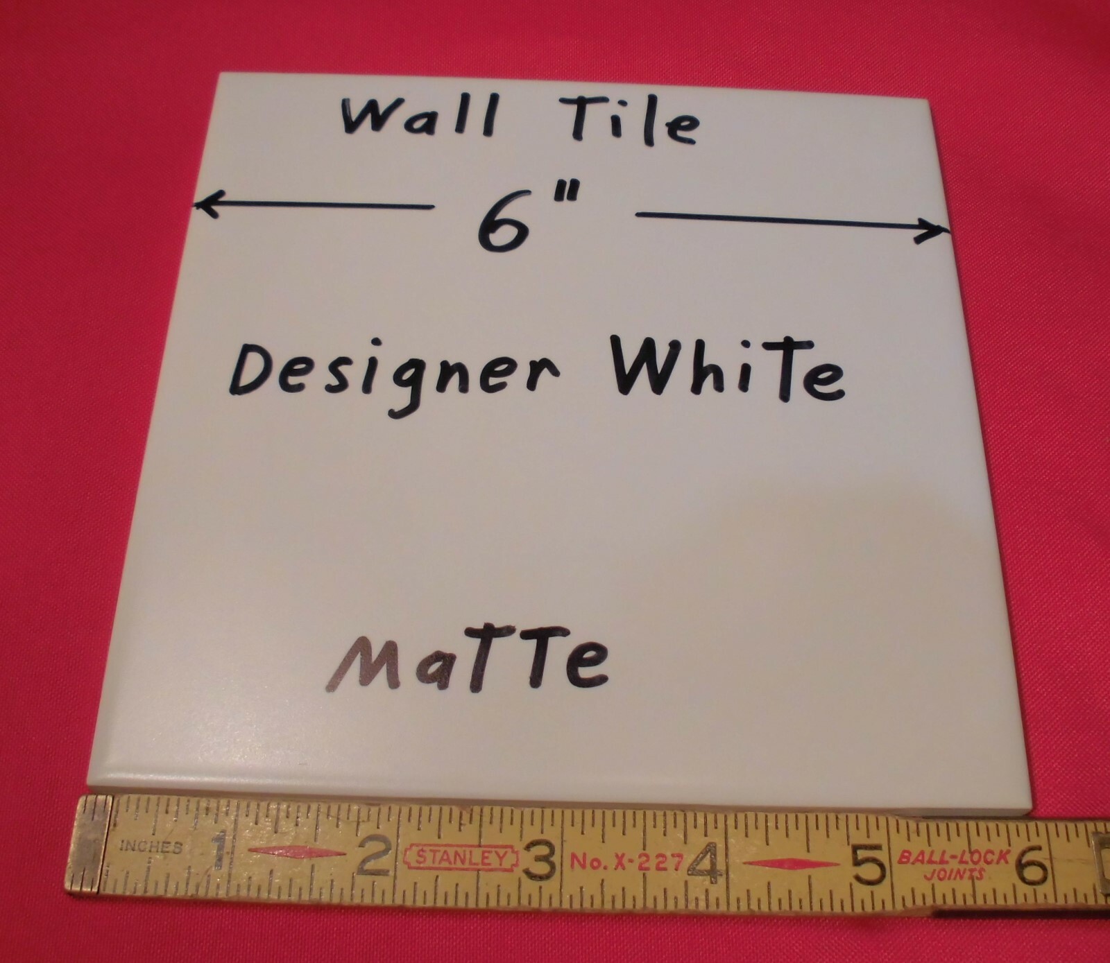 1 pc. *Designer White* Matte Ceramic Tile: 6″ X 6″ New Stock, Made in Brazil