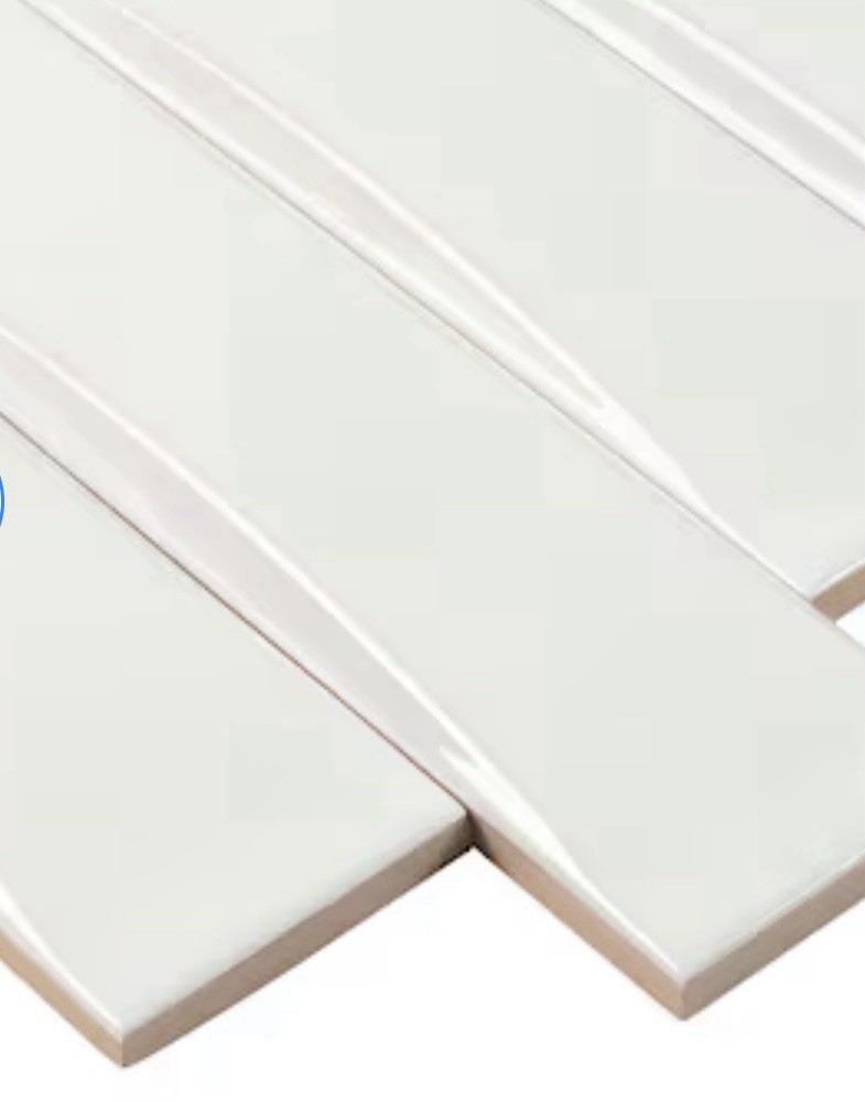 Boutique White Wall Tile #1351416 Glazed Ceramic 2” X 7. 7/8” Weave Curve 80pc