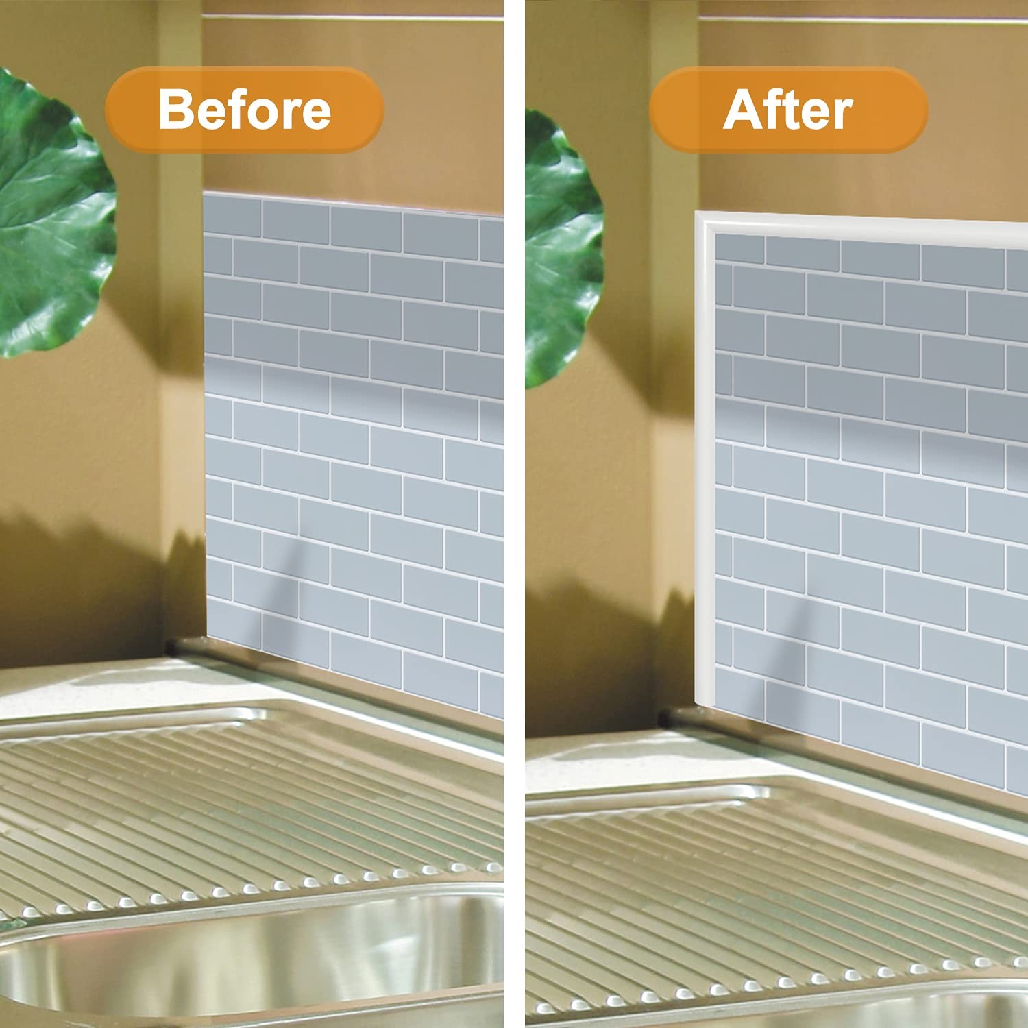 Peel Stick Tile Trim 10 Pack, Self Adhesive Backsplash Corner, White
