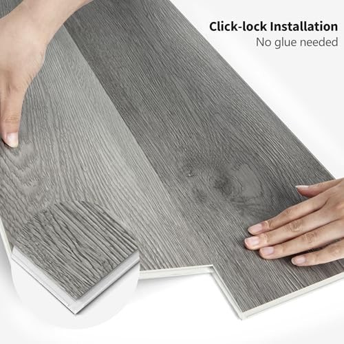 48″ x 7.2″ SPC Click-Lock Floating Floor Tiles, 10-Pack, Waterproof Luxury Wood