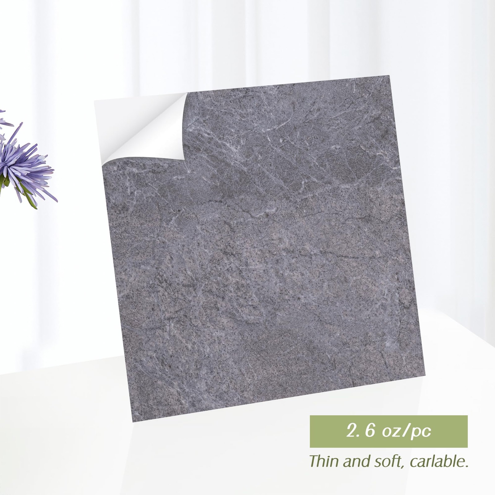 20Sq.Ft Grey Marble Peel and Stick Vinyl Floor Tiles,20 Tiles – 12″ x 12″,Wat…