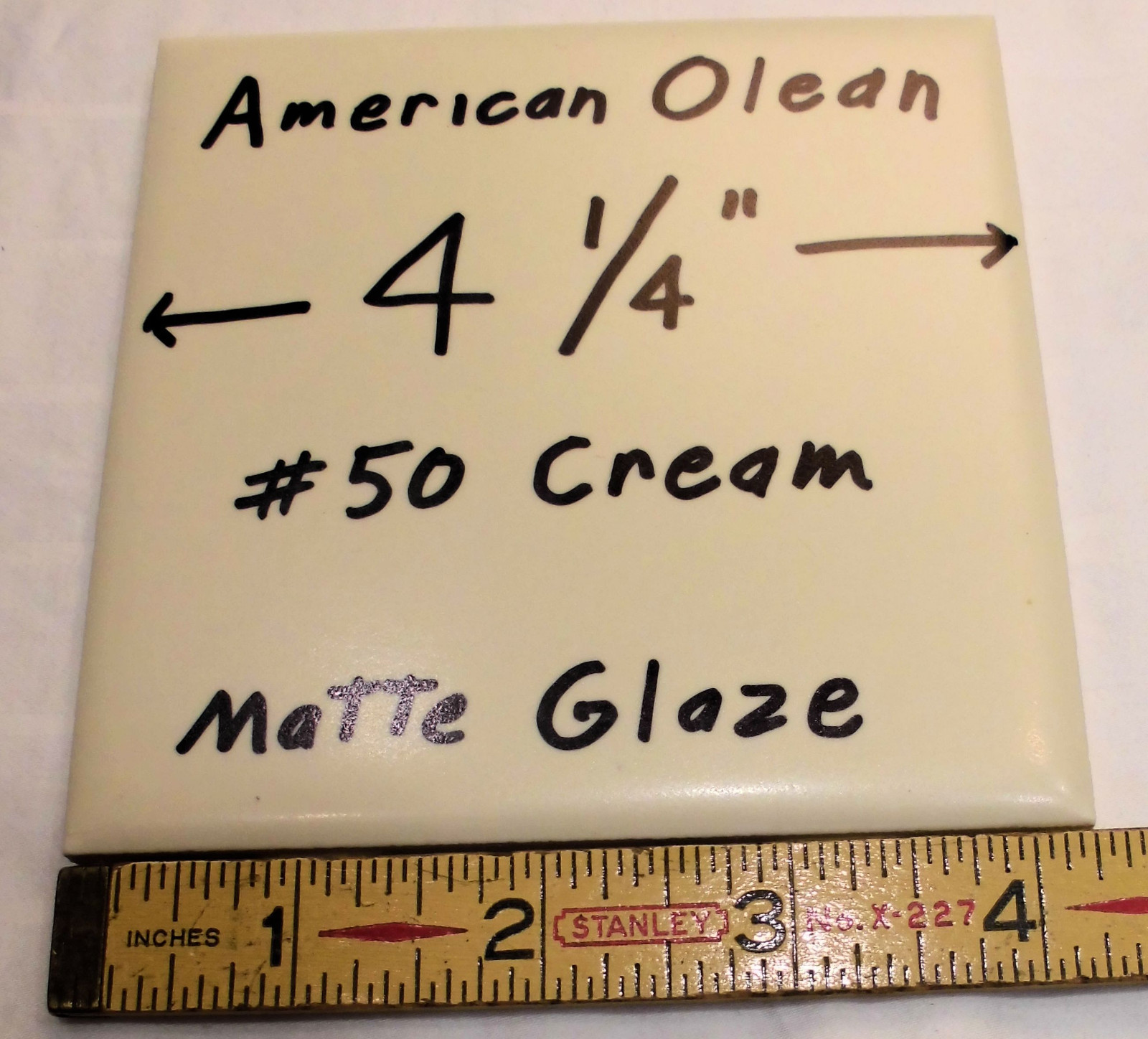 6 pcs. Vintage 4-1/4″ Matte Ceramic Tiles; by American Olean, A Soft Cream Color